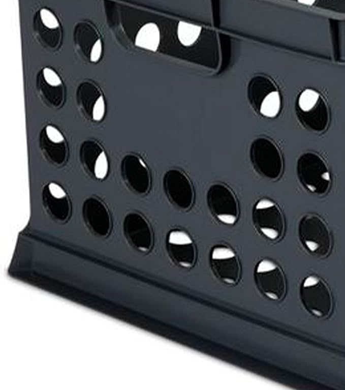 Sterilite Stackable Plastic Storage Crate Bin Organizer File Box with Handles for Home, Office, Dorm, Garage, or Utility Organization, Black, 6-Pack