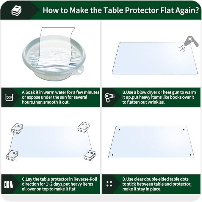 Clear PVC Table Protector for Dining Table Crystal Plastic Tablecloth Long Desk Pad Mat for Working Desk Conference Dinner Table Patio Picnic Table Waterproof Rectangle PVC Vinyl Non-Slip 32x84 inch