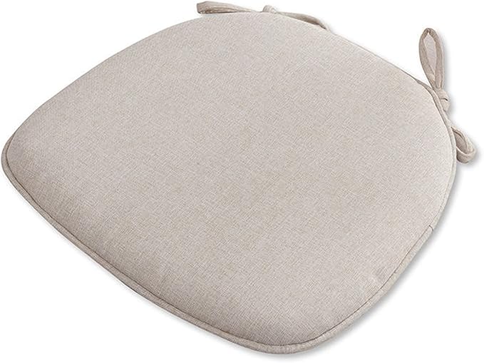 U Shaped Chair Cushion Cover with Ties for Dining Chair Pad Set of 1 Linen Thick Non Slip Seat Cushion for Kitchen Living Room Office Chair Decor Machine Washable 17"x 16" (White, 1)