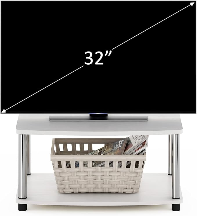 Furinno Turn-N-Tube Printer Stand with Storage, 2-Tier Printer Table, Under Desk Printer Stand, Toolless Assembly, for CPU, Office Supplies, Home Office, White Oak