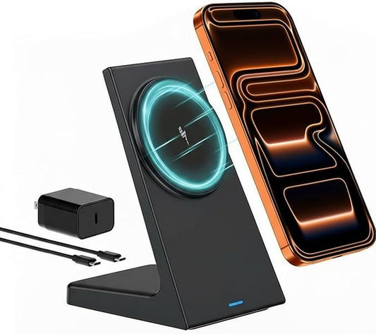 20W Wireless Charger Stand for iPhone, Wireless Charger Fast Charging Station for iPhone 17/16/15/14/13/12, Magnetic Phone Charger Stand for Desk/Bedside