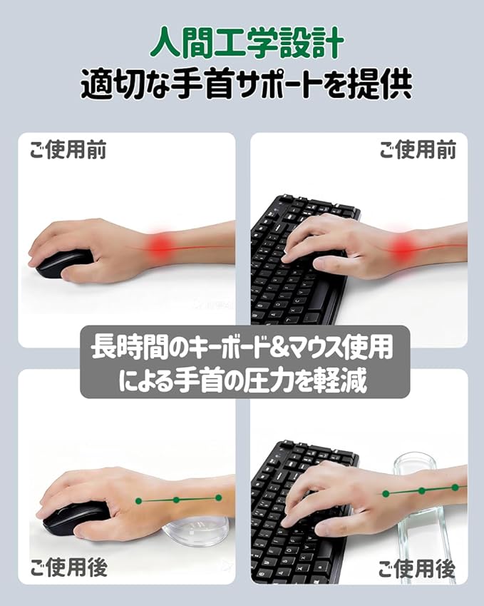 Clear Gel Keyboard Wrist Rest with Mouse Pad Wrist Support, Ergonomic Wrist Rest for Computer Keyboard and Mouse, Non-Slip Cooling Keyboard Pad for Office, Gaming & Laptop (Transparent)