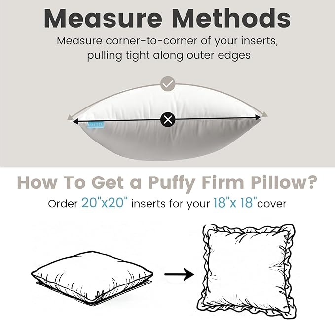 QUIETSEA 26x26 Pillow Inserts, 2 Pack Down Alternative Euro Pillow Inserts, Fluffy Soft Square Decorative Pillows for Bed, Couch and Sofa