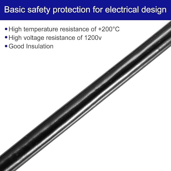 MECCANIXITY Insulation Braided Cable Sleeve,10 Ft-5/16 Inch ID Black, High Temp Silicone Fiberglass Sleeving for Cable Wrap, Automotive Wiring Protection