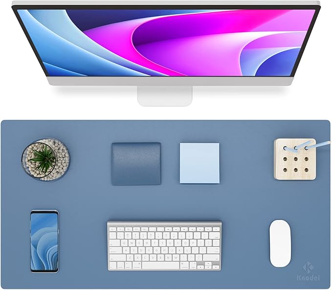 K KNODEL Non-Slip Desk Mat, Desk Pad, Desk Blotter, Desktop Mat for Desk, Large Desk Protector, Office Computer and Laptop Mat for Desk (31.5"x15.7", Blue)