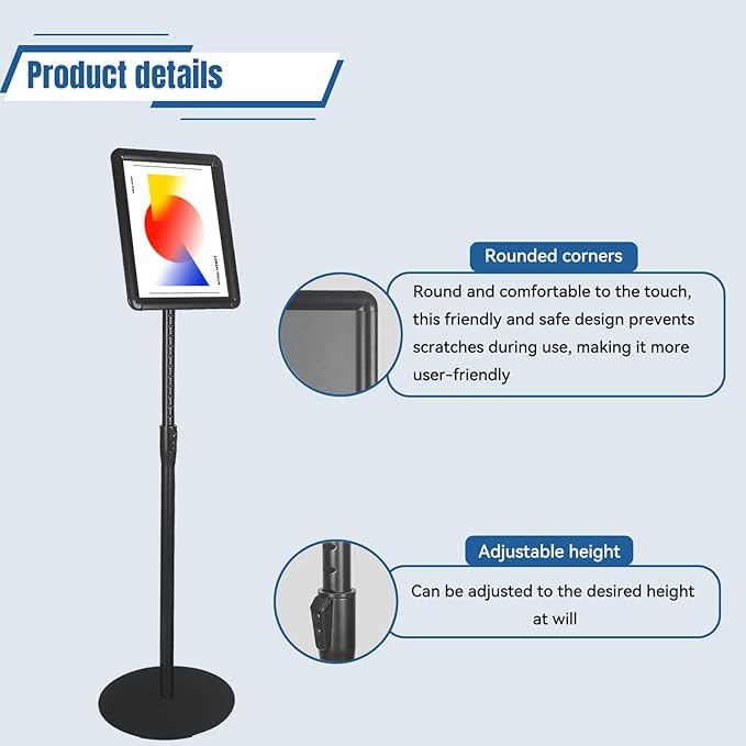 2PACK Sign Stand Holder 8.5×11-Inch Adjustable Floor Standing Poster Stand with Heavy Duty Base for School Church Business Show,Black