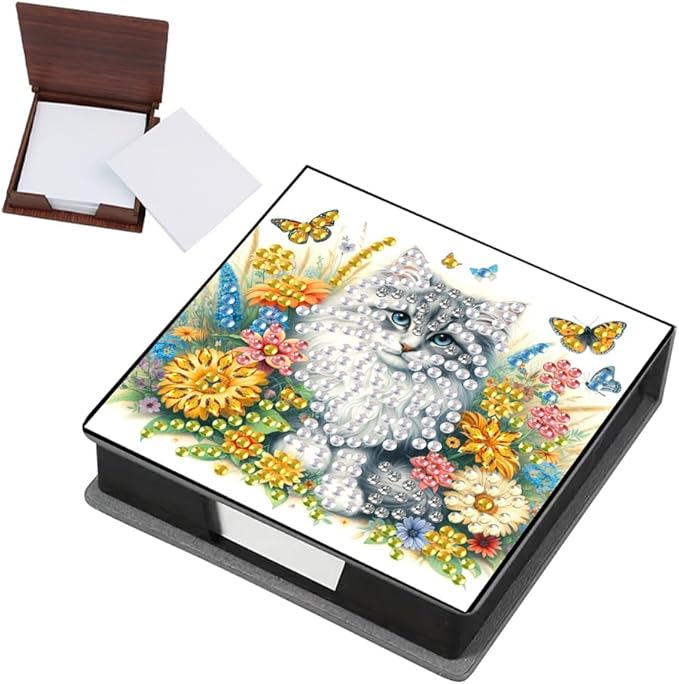 Generic Cat Painting Memo Pad Holder with 160 Sheets of Paper for DIY Art Craft
