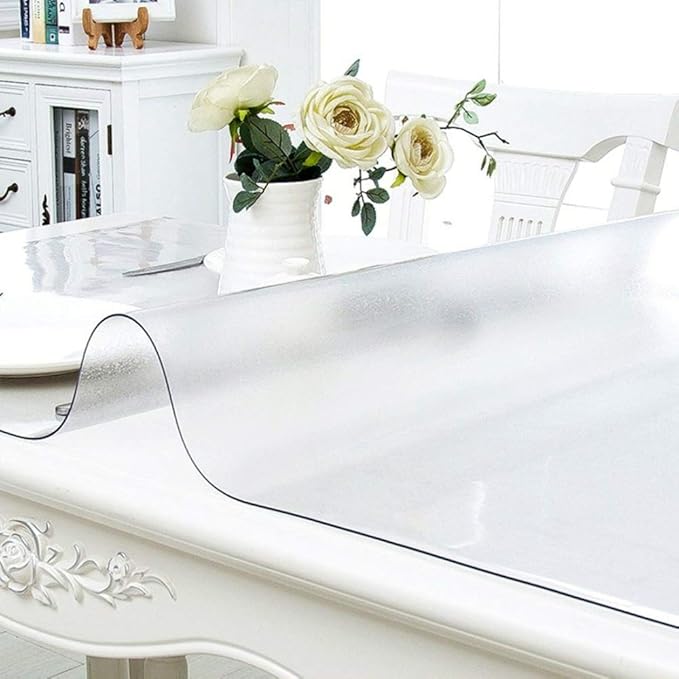 NECAUX Custom 44 x 91 Inch Frosted Wood Grain Table Cover Protector, 1.5mm Thick Transparent Pad, Non-Slip Plastic Protective Pad for Dining, Living Room, Conference Tables