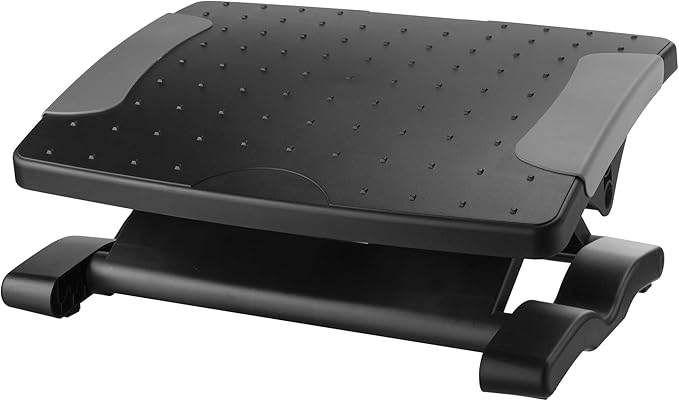 Kantek Ergonomic Adjustable Height Under Desk Footrest, 4 Height Setting, Adjustable Tilt Angle, Supports Legs to Enhance Comfort and Relieve Muscle Fatigue