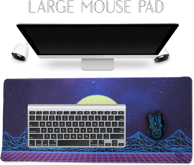 Large Gaming Mouse Pad, Extended XXL Desk Pad & Non-Slip Rubber Mat for Mice and Keyboard with Stitched Edges （90x40 zisesun011）