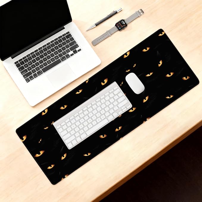 Large Mouse Pad Black Eye Non-Slip Rubber Long Gaming Desk Mat Big Computer Keyboard Mousepad Waterproof Protector Wristing Pad for Gaming Office Home Decorative 31.5 X 11.8 Inch