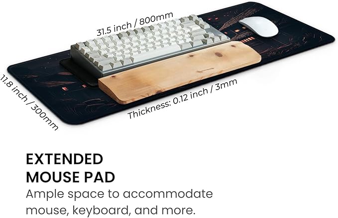 MAY FLOWER Gaming Mouse pad, Large Laptop Mousepad, Full Keyboard Mat, Long Computer Mouse Mat for Home and Office, Anti-Slip Rubber Base, 31.5 x 11.8 Inches (Samurai)