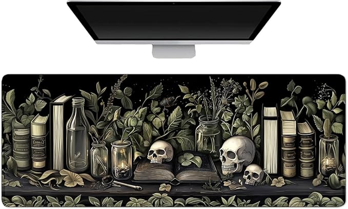 Gaming Mouse Pad Large Desk Mat Extended Keyboard Mouse Pad Mousepad with Non-Slip Base and Stitched Edge Mouse Mat Desk Pad Mouse Pads for Desk Home Office Gaming Skeleton