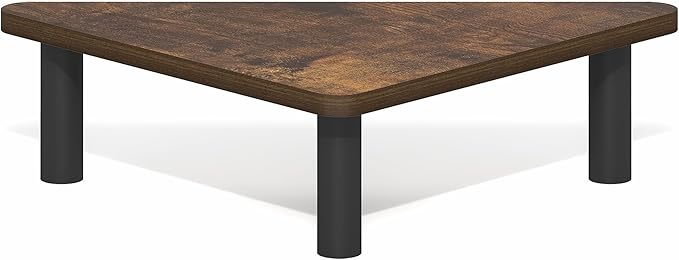 Furinno Turn-N-Tube Monitor Stand Riser, 19.6" Wide Triangle Corner Monitor Riser, Laptop Stand for Desk, Office Desk Accessories, Desktop Organizers and Accessories, Toolless Assembly, Amber Pine