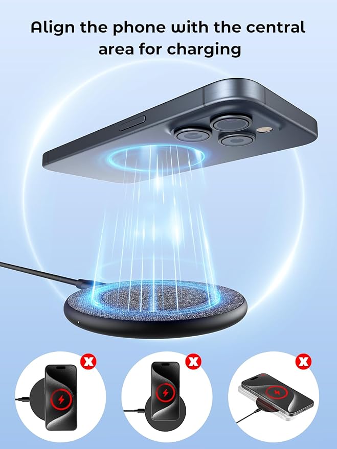 NewQ Wireless Charger for Samsung, 15W Max Wireless Charging Pad for iPhone 16 15 14 13 12 11 mini/SE/Pro/Max/Plus，Samsung Galaxy S23/S22/S21/S20/S10/S9/S8/S7/Note20/10/9/8, Google Pixel 8/7/6，1 Pack