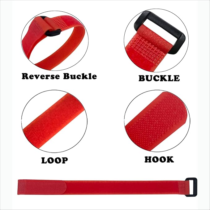 10 Pack (12 x 0.8 Inch) Reusable Fastening Cable Straps Red Color,Adjustable Multi-Purpose Hook and Loop Straps Nylon Cable Ties for Wire Cable Management Home Office Garage Organization