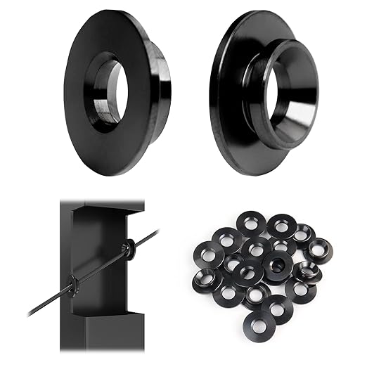Muzata 20 Pack 1/8" 30 Degree Angle Wheel Black Cable Railing Grommets ONLY for Angle 1/8" 5/32" 3/16" Wire Rope T316 Stainless Steel Protector Sleeves Deck Cable Railing Hardware Kit Metal Posts CR79