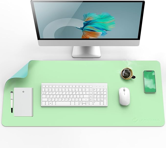 Large Mouse Pad, Waterproof PU Leather Desk Pad, Stylish and Back Anti-Slip Double Sided Cmoputer Mouse Pad for Laptop, Gaming,Office/Home(Green,80cm)