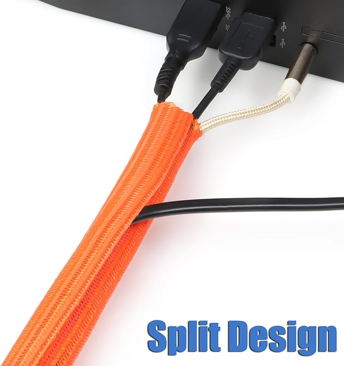 10ft PET Braided Cable Sleeve 1 inch(25mm) Wire Protector Cable wrap Wire Covers for Cords Cable Sleeves Cord Management Cable Management Sleeve(Orange)