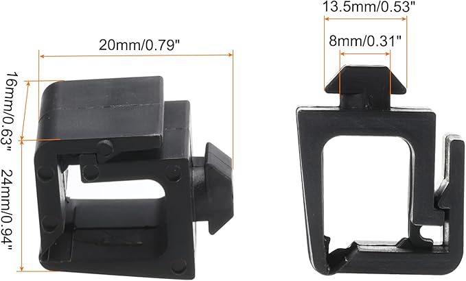 MECCANIXITY 6Pcs Single Slot Flat Cable Clamp 10.6mm Hole Dia Wire Holder ABS for 20 Series European Standard Aluminum Extrusion Black