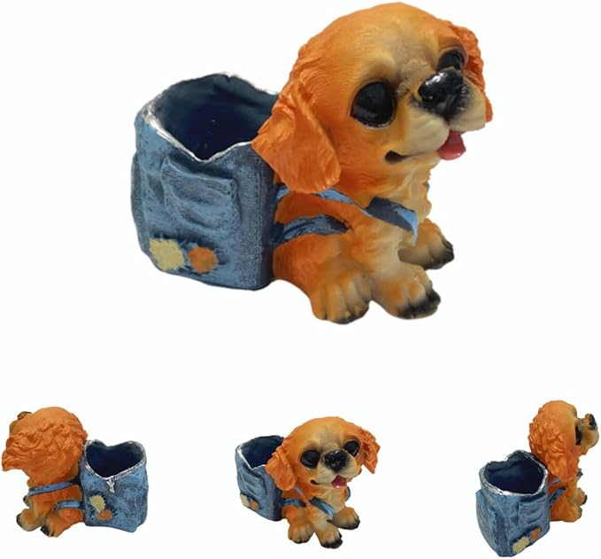 Cute Small Pen Pencil Holder, Kawaii Resin Cat Dog Dinosaur Rabbit Animal Paper Clip Toothbrush Mini Storage Organizer Office Desk Decorations