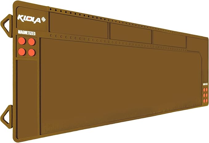 Klola Rifle Shotgun Cleaning Mat - Large Magnetic Gun Mat with Organizer Parts Tray, Anti-Slip Workbench Cleaning Pad, Inch Ruler