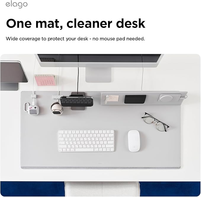 elago Smart Magnetic Desk Mat Compatible with All Magnetic Products -Paper Protector, Mouse Pad, Laptop, Non-Slip Top, Premium Waterproof Writing Pad for Office and Home (Light Grey) [Large]