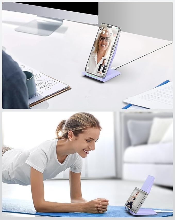 NANAMI Wireless Charger - Fast Wireless Charging Stand Compatible with Apple iPhone 17/17 Pro/17 Pro Max/16/15/14/13/12 Pro, Desktop Phone Charger for Samsung Galaxy S26/S26+/S25/S24/S23/S22/S21