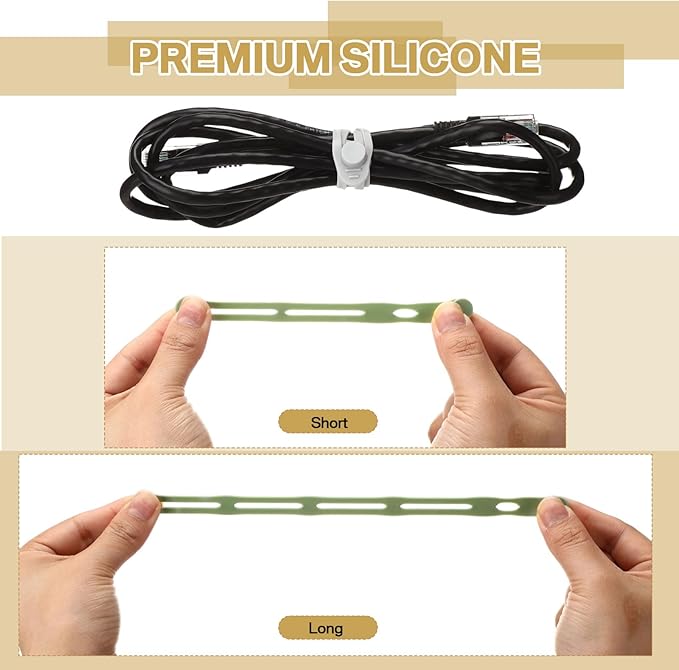 Tellegloww 42 Pcs Silicone Cable Ties Reusable Cord Organizer Adjustable Data Cable Wraps for Earphone Phone Charger Computer Cord Management Straps Travel Essentials(Multicolor,3.15 Inch, 5.12 Inch)