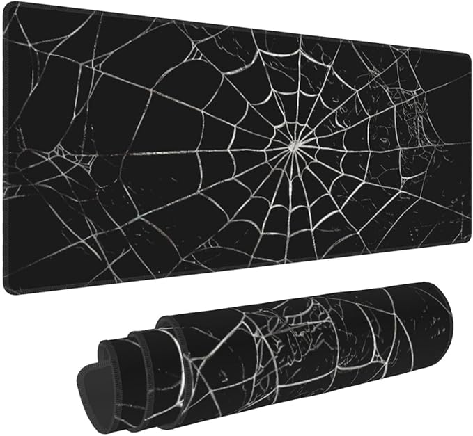 Spider Web Black Large Mouse Pad & Desk Mat Extended Mousepad with Stitched Edges Non-Slip Rubber Base Laptop Computer Keyboard Pad for Gaming, Office & Home Decor, XL - 31.5" X 11.8"
