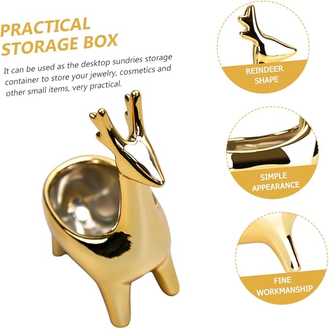 Jewelry Storage Box Deer Shape Deer Shaped Storage Holder Box Desktop Organizer Natural Appearance