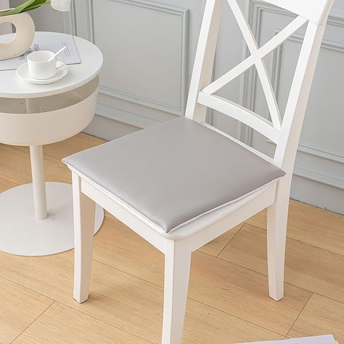 Premium Leather Chair Cushion, Waterproof Dining Chair Pads with Zipper, Horseshoe/Square Non Slip Seat Cushion(50x50cm(20x20inch), Gray(A))