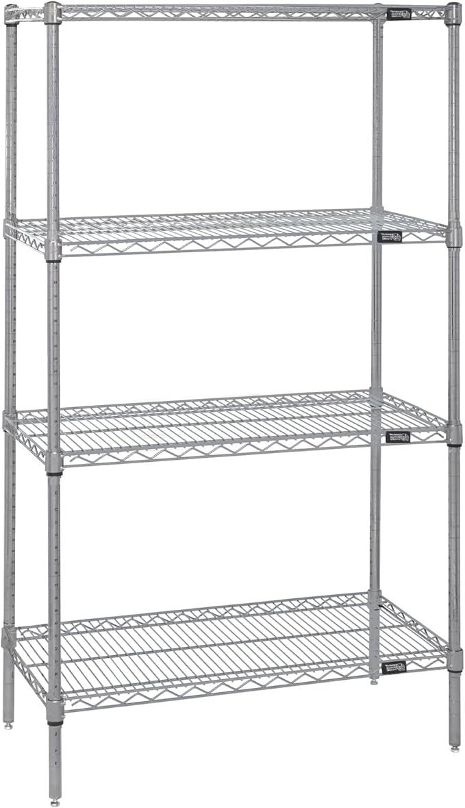 Quantum Storage Systems WR74-2442S Starter Kit Wire Shelves Stainless Steel 4 Shelves 74" H x 42" W x 24" D