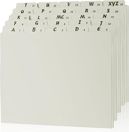 1 Set 25 Alphabet File Dividers A-Z Top Tab File Guides Letter Size 1/5 Cut Tab Manila Alphabetical File Organizer File Cabinet Dividers for Work Office Home School and Desk Organizer(Light Green)