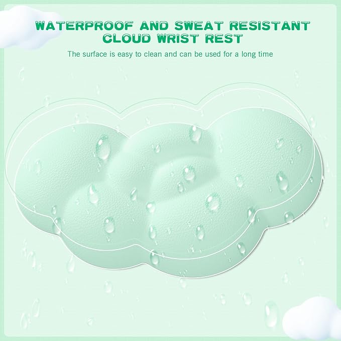 ATTACK SHARK 4 in1 Cloud Mouse Pad,Keyboard Wrist Rest,Mouse Wrist Rest Support,and Leather Coaster Set with Office Desk Mat,Non-Slip PU Desk Pad Memory Foam Ergonomic Pain Relief for Office and Home