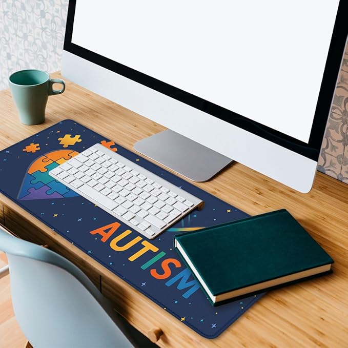 Autism Awareness Gaming Mouse Pad Cute Colorful Puzzle Heart Mousepad XL Large Gaming Mouse Pad Laptop Keyboard Mat Desk Pad 31.5"x11.8"