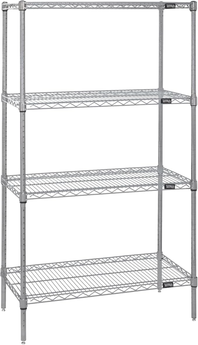 Quantum Storage Systems WR63-1272S Starter Kit Wire Shelves Stainless Steel 4 Shelves 63" H x 72" W x 12" D