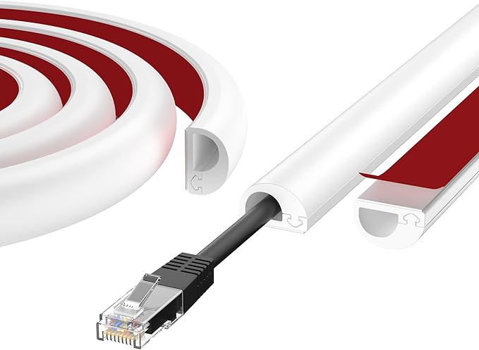 39" Cord Hider Wall, Self Adhesive Silicone Cord Covers for Wires On Wall, Cord Hider for Wall Mount TV, Flexible Cable Cover Raceway Kit for 1 Wire, White (0.59" W x 0.39" H)