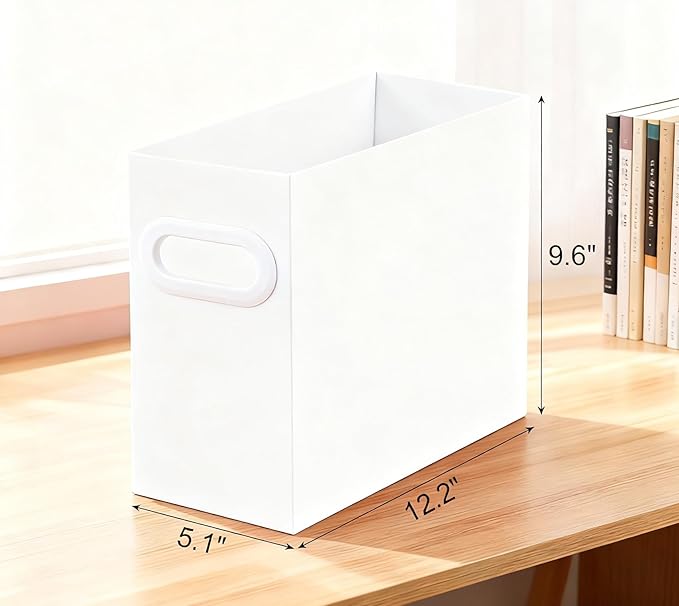 Cardboard File Organizer, Storage Box for Hanging File Folders Letter Size, Portable Document Organizer with Handle for Home, School, or Office, White and Black color