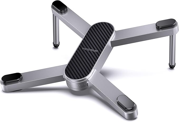 YICOSUN New Concept Laptop Stand - Adjustable Ergonomic Aluminum Riser for MacBook Pro/Air up to 15.6” - Foldable & Portable Computer Stand for Desk, Students, Office, Travel, Gaming - Silver