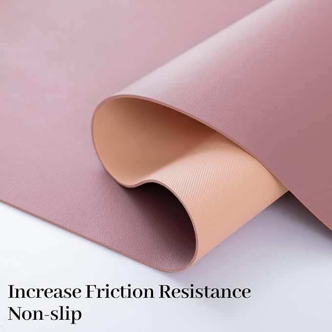 Non-Slip Desk Pad Mat, Leather Desk Mat for Desktop, Large Mouse Pad, Waterproof Computer Mouse Mat Desktop Protector for Office/Home (Purple Pink, 35.4" x 17")
