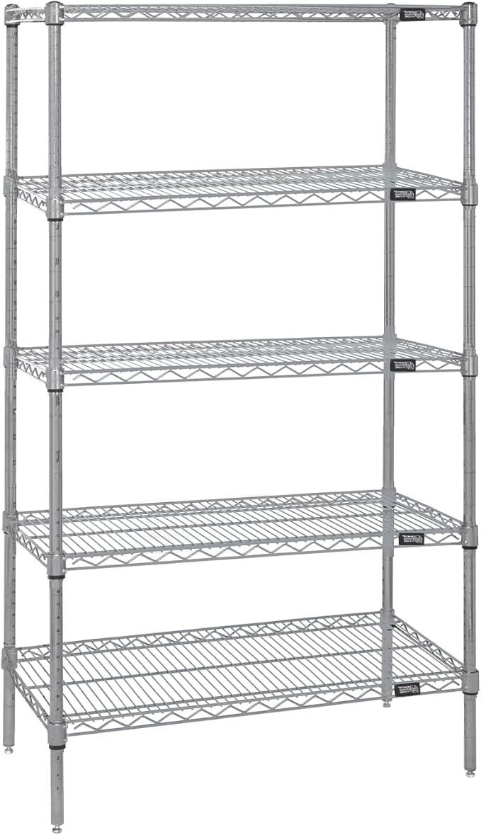 Quantum Storage Systems WR63-2442S-5 Starter Kit Wire Shelves Stainless Steel 5 Shelves 63" H x 42" W x 24" D