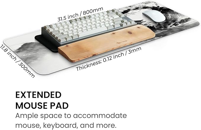 MAY FLOWER Gaming Mouse pad, Large Laptop Mousepad, Full Keyboard Mat, Long Computer Mouse Mat for Home and Office, Anti-Slip Rubber Base, 31.5 x 11.8 Inches (Japanese Cherry Blossom)