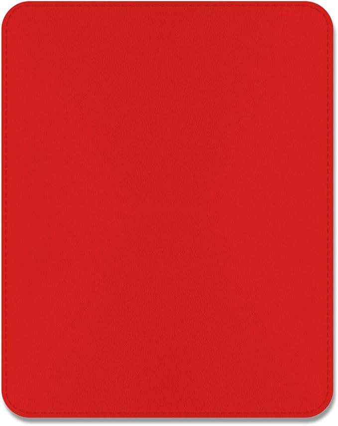 Leather Mouse Pad, Office Mouse Mat Non-Slip Rubber Base Stitched Edge Washable Waterproof Rectangular Mousepad for Office Gaming PC Laptop, 9.8" x 7.9", Bright Red