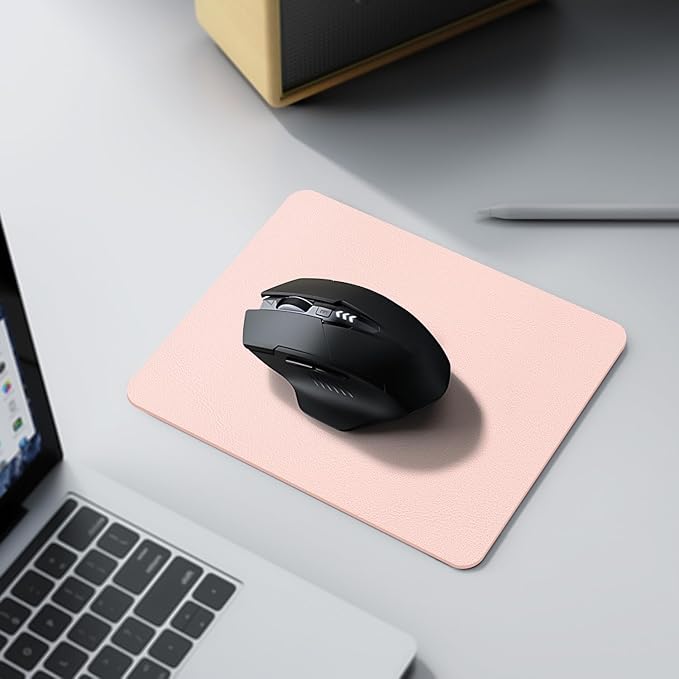 Leather Desk pad Protector,Large Mouse Mat Laptop Desk PadLaptop Computer Desk Keyboard Mat for Office/Work/Home/Decor(Pink, 11in*8in)