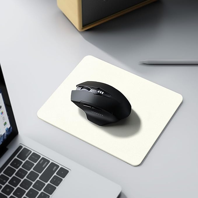Leather Desk pad Protector, Office Mat, Large Mouse Mat, Non-Slip PU Leather Blotter, Laptop Desk Pad,Waterproof Laptop Computer Desk Keyboard Mat for Office/Work/Home/Decor (White, 11in*8in)