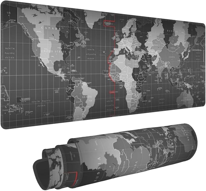 Large Gaming Mouse Pad, Waterproof Extended World Map Mousepad Desktop, Big Long Non-Slip Mouse Mat for Laptop, Keyboard, Computer for Decor Office, 31.5 * 11.8 in