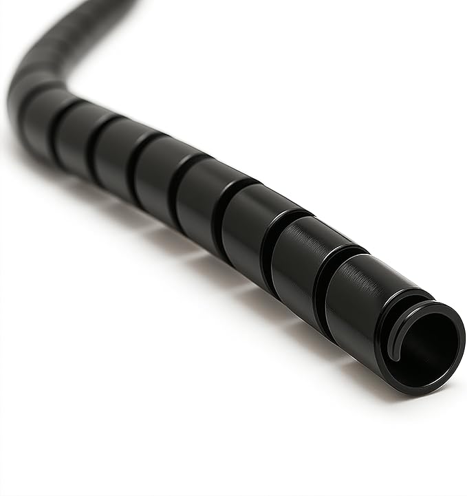 Electriduct 5/8 Inch Heavy Duty Spiral Wrap HDPE Flexible Plastic Cable Sleeve Hose Protector 10 Feet - Black