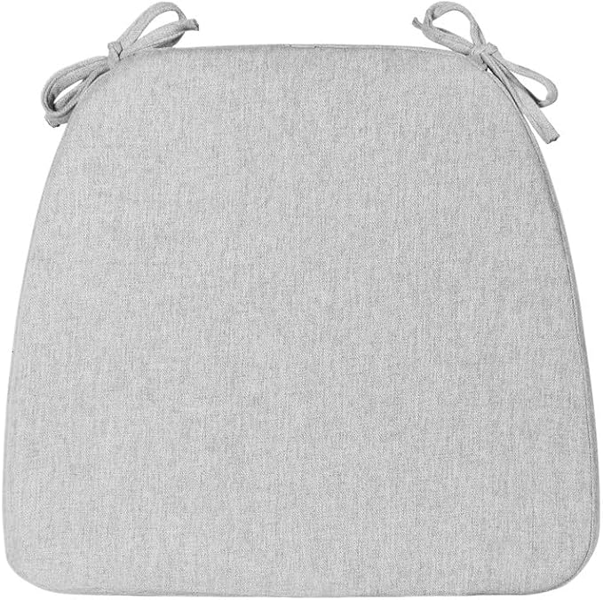 Chair Cushions Set of 1, D-Shaped Seat Cushion for Chair, Non Slip Chair Pads with Ties, 17" x 16" x 2", 40D Foam, Removable Washable Cover, Seat Cushions for Kitchen Chairs, Light Grey