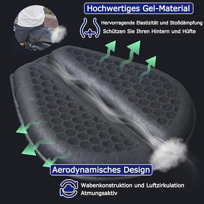 Motorcycle Seat Cushion Gel Pad Foldable Soft Seats with Pressure Relief Pads for Motorcycles Breathable and Shock for Long Rides Seat Cushion Motorcycle Accessories